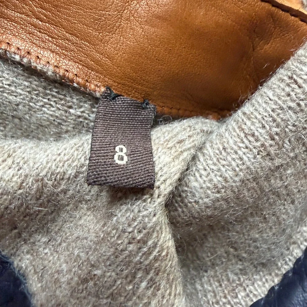 COACH Leather Cashmere Gloves Brown Gold Turnlock Detail Women's Size 8 Classic